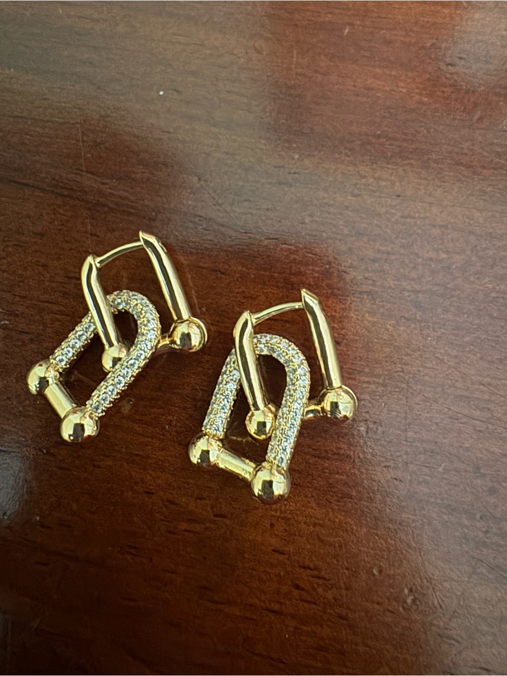 Gold Pavé Horseshoe Pierced Earrings